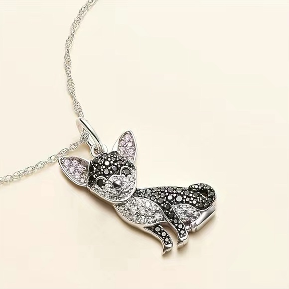 Black Chihuahua Rhinestone Necklace - Picture 3 of 7